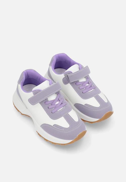 Pop Candy - Adjustable fastening strap sneakers - lilac & white