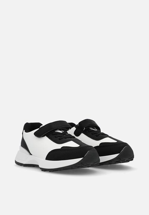 Pop Candy - Adjustable fastening strap sneakers - black & white