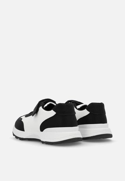 Pop Candy - Adjustable fastening strap sneakers - black & white