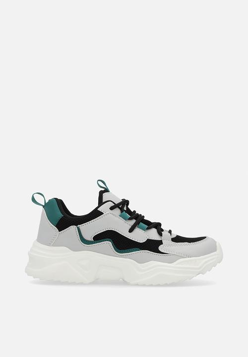 Pop Candy - Lace up sneakers - grey/black/teal