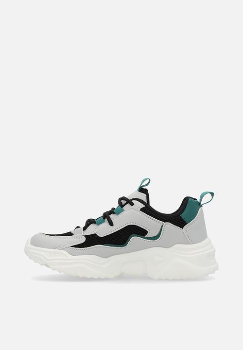 Pop Candy - Lace up sneakers - grey/black/teal