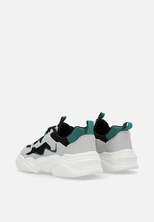 Pop Candy - Lace up sneakers - grey/black/teal