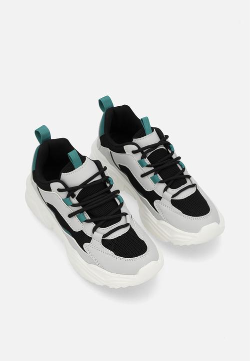 Pop Candy - Lace up sneakers - grey/black/teal