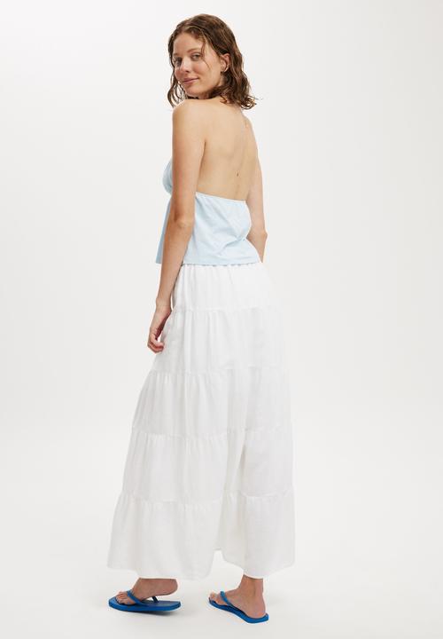 Cotton On - Haven multi tiered maxi skirt - White bright