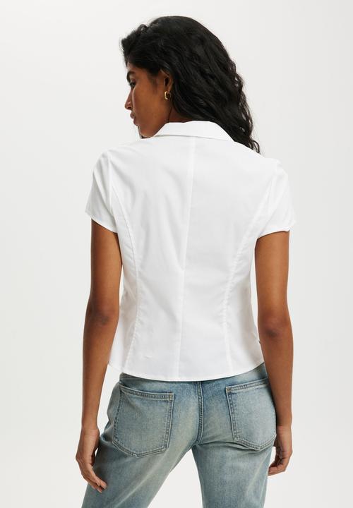 Cotton On - Short sleeve fitted shirt - white