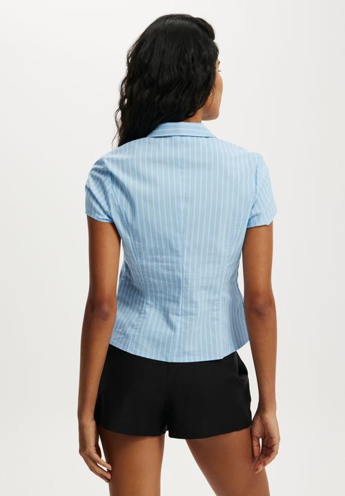 Cotton On - Short sleeve fitted shirt - blue stripe