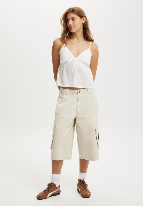 Cotton On - Cargo jort - ecru