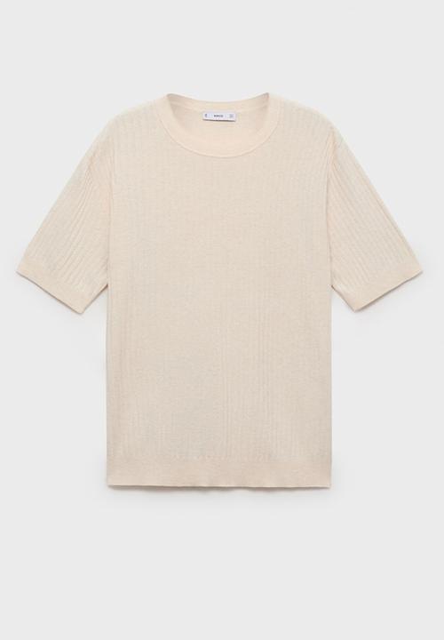MANGO - T-Shirt PAULE - Light Beige