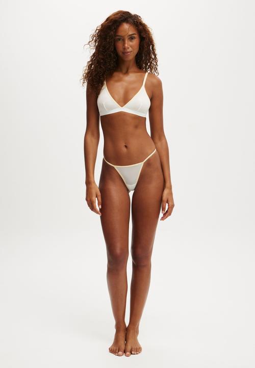 Cotton On - Sporty Mesh Tanga G String Brief - Coconut Milk/Metallic