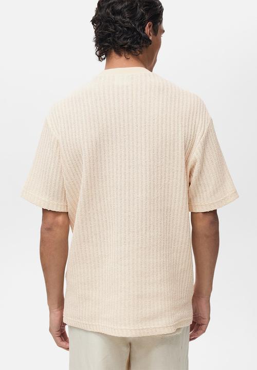 MANGO - T-Shirt OPEN - Light Beige