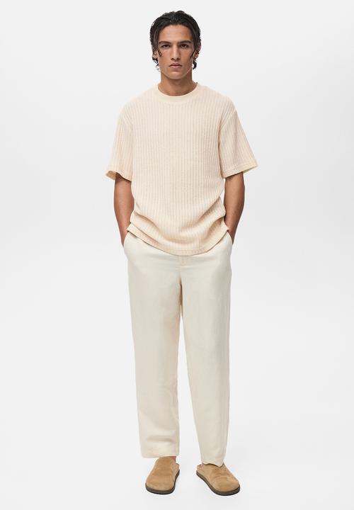 MANGO - T-Shirt OPEN - Light Beige