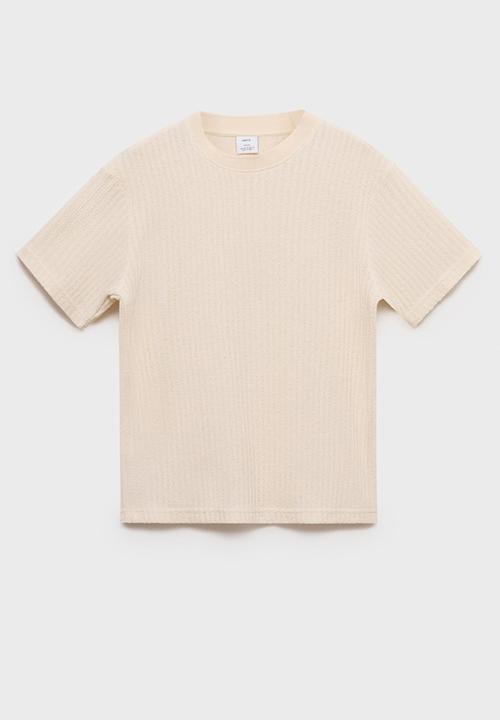 MANGO - T-Shirt OPEN - Light Beige
