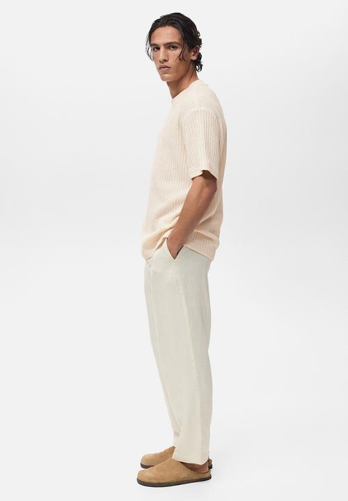 MANGO - T-Shirt OPEN - Light Beige
