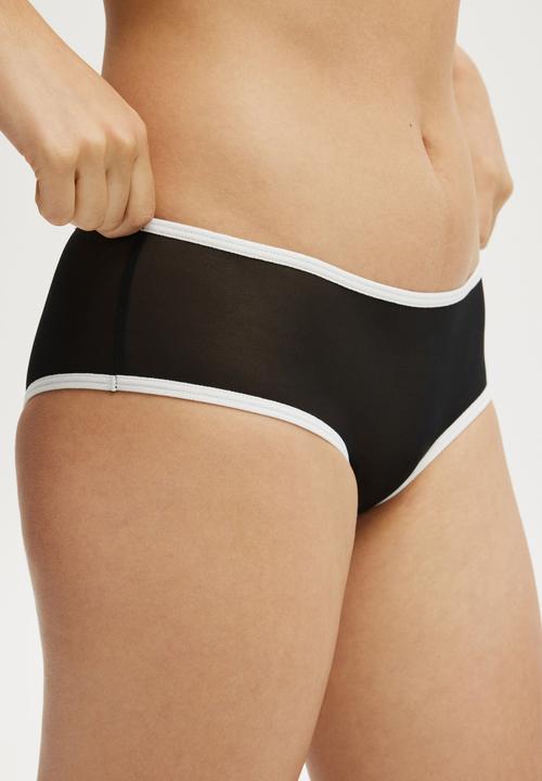 Cotton On - Sporty Mesh Cheeky Boyleg Brief - Black/White