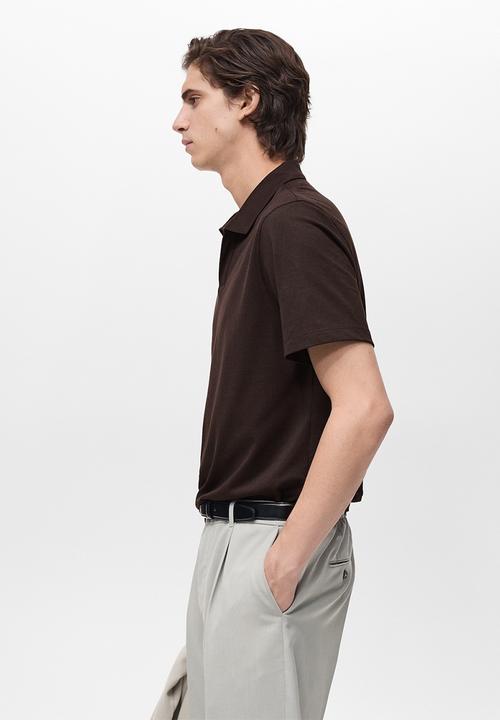 MANGO - Poloshirt TAGA - Dark Brown