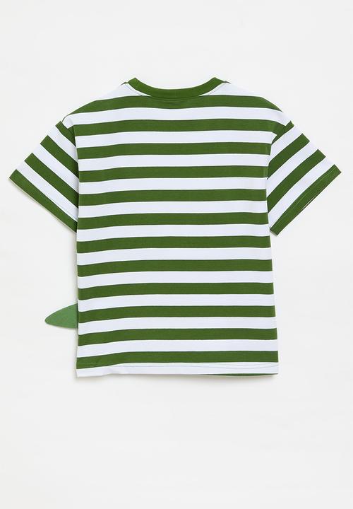 Pop Candy - Striped tee-green/white