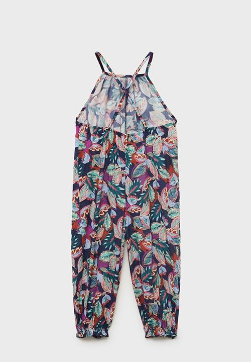 MANGO - Jumpsuit Tropi - Medium Blue