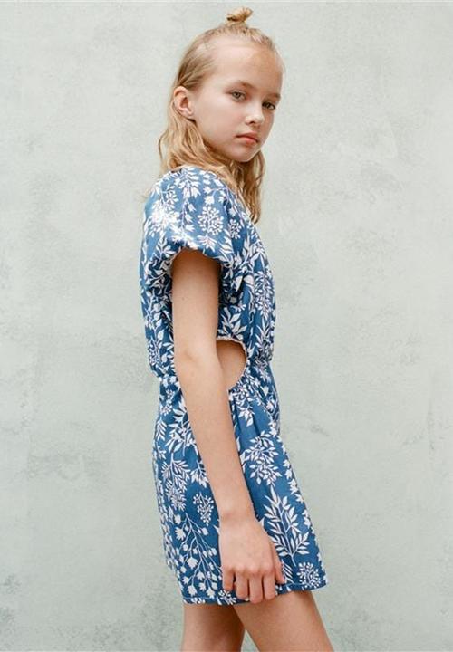 MANGO - Jumpsuit Padthai - Medium Blue