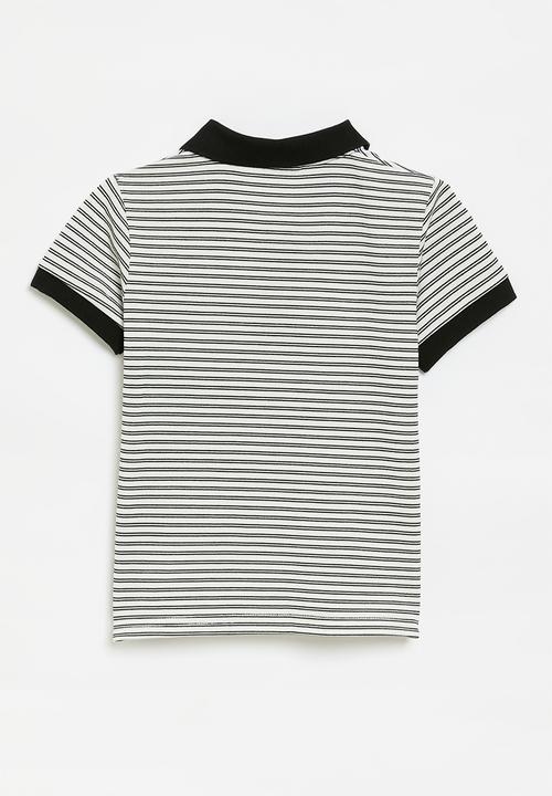 Pop Candy - Striped golfer - white & black