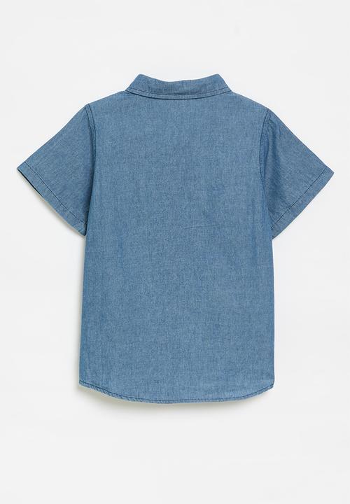 Pop Candy - Short sleeve denim shirt - indigo blue