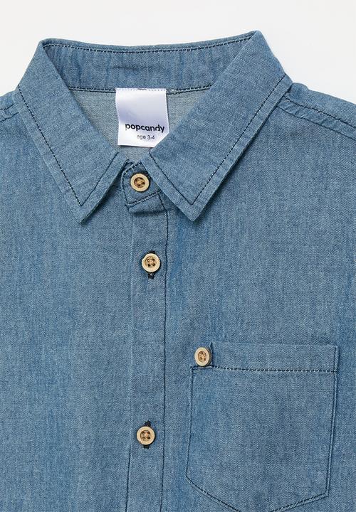 Pop Candy - Short sleeve denim shirt - indigo blue