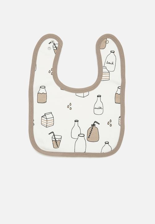 Cotton On - 2 pack the baby bib - chocolate milk & dawn blue/petit croissant