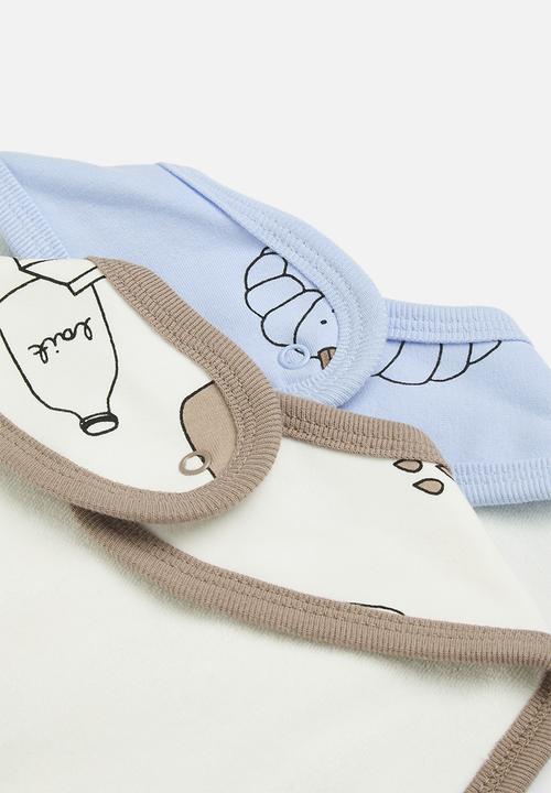 Cotton On - 2 pack the baby bib - chocolate milk & dawn blue/petit croissant