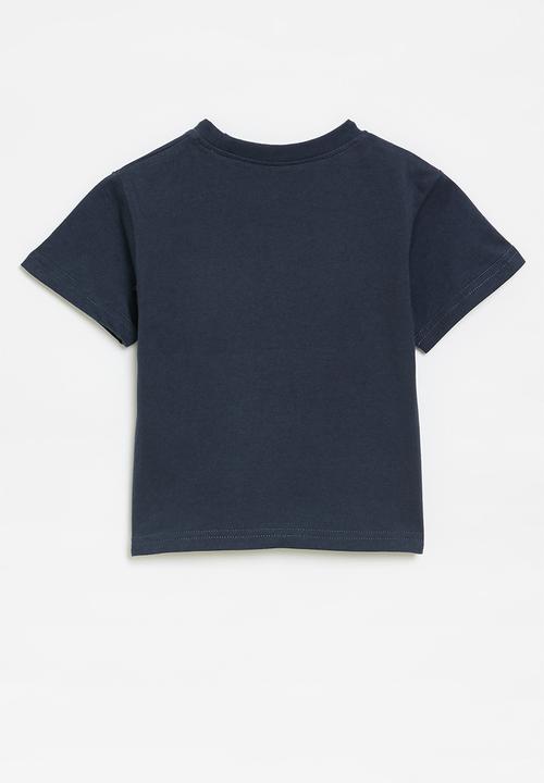 Pop Candy - Dino graphic print tee - dark navy/smile