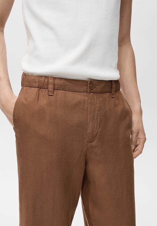 MANGO - Trousers RUSTIC - Medium Brown