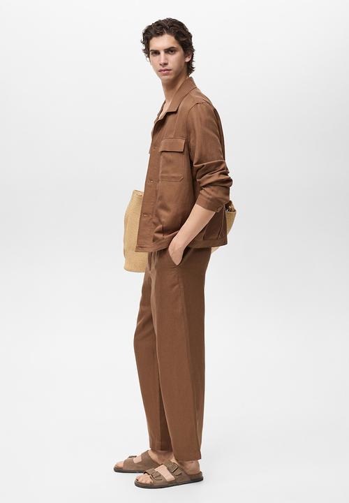 MANGO - Trousers RUSTIC - Medium Brown