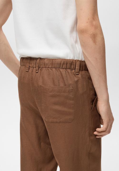 MANGO - Trousers RUSTIC - Medium Brown