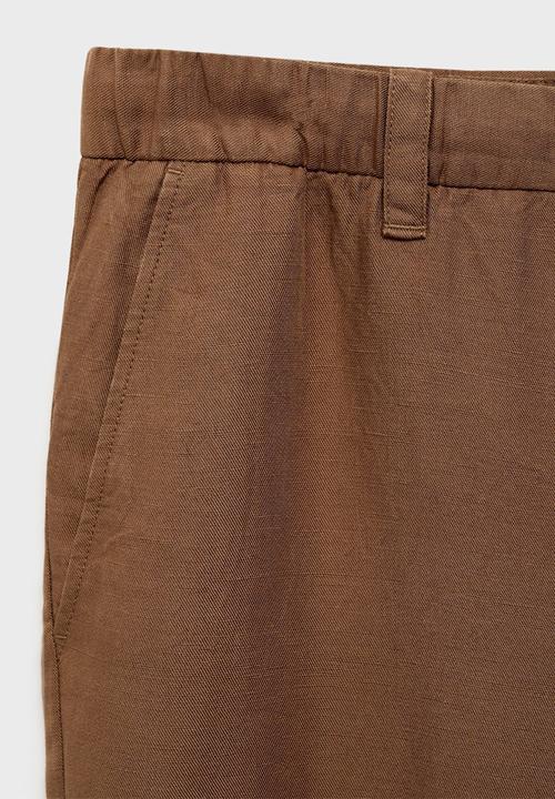 MANGO - Trousers RUSTIC - Medium Brown