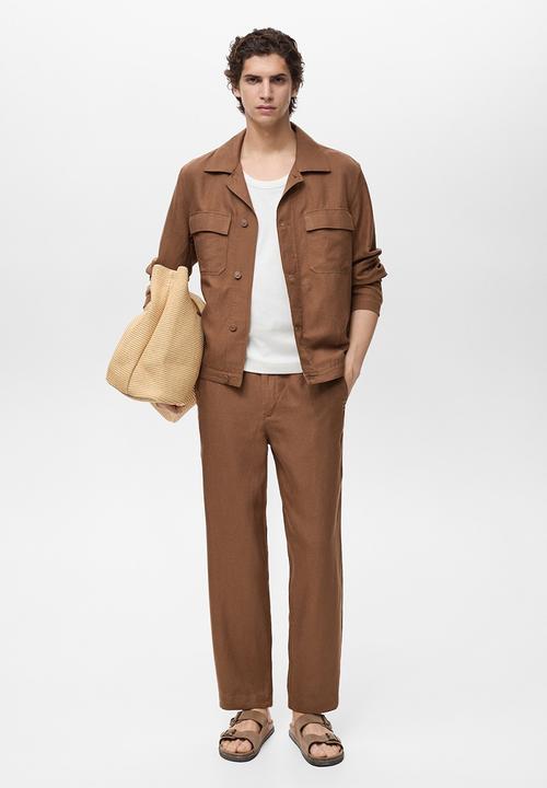 MANGO - Trousers RUSTIC - Medium Brown