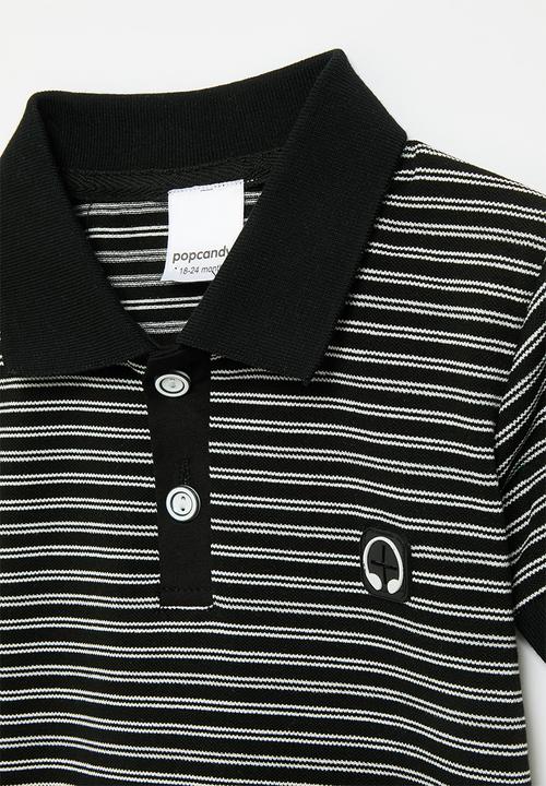 Pop Candy - Striped golfer - black & white