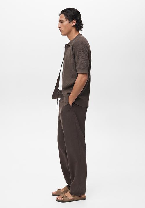 MANGO - Trousers LAVE - Dark Brown