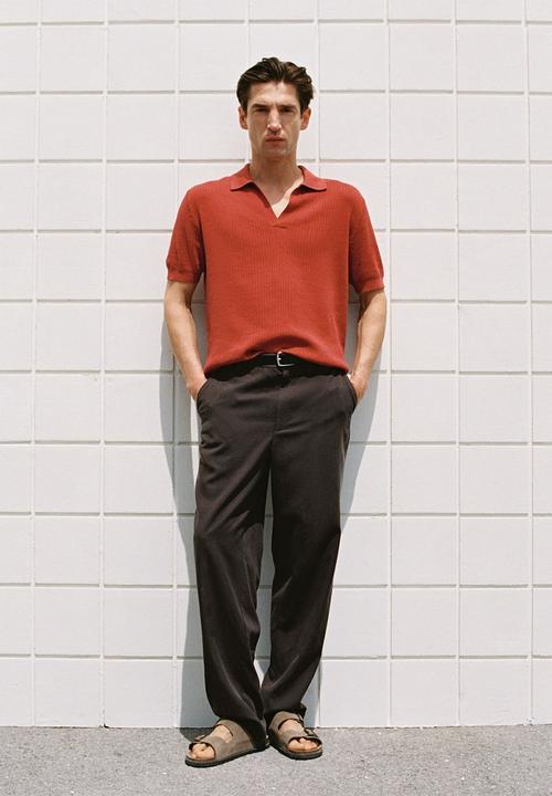MANGO - Trousers LAVE - Dark Brown
