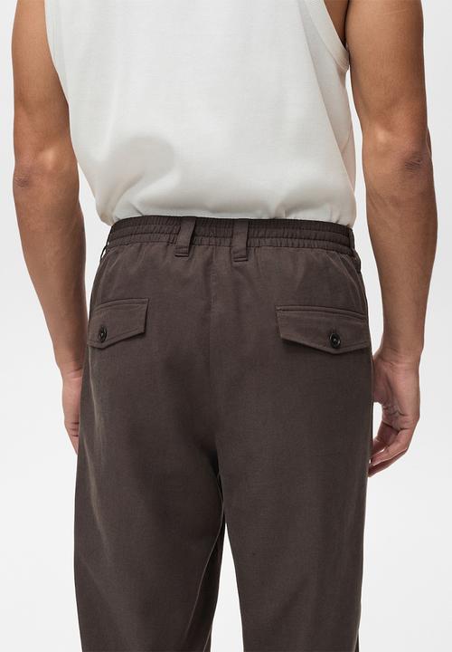MANGO - Trousers LAVE - Dark Brown