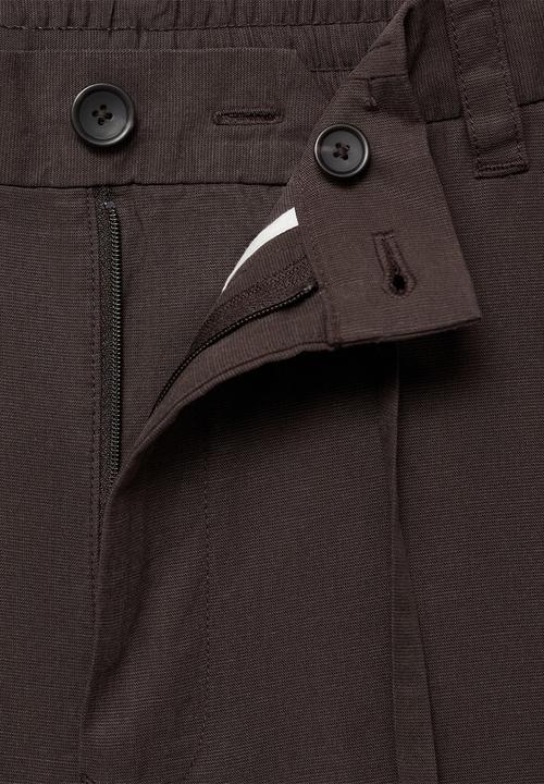 MANGO - Trousers LAVE - Dark Brown