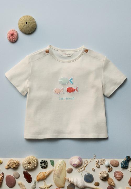 MANGO - T-shirt fish - natural