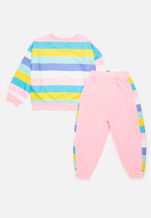 Pop Candy - Striped sweat top & pants set - multi