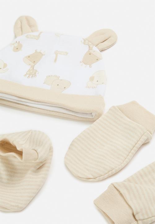 Pop Candy - Beanie,mitten & sock set-beige