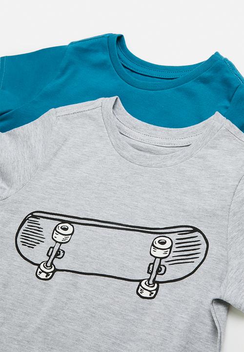 Pop Candy - 2 Pack graphic tee - cobalt/grey