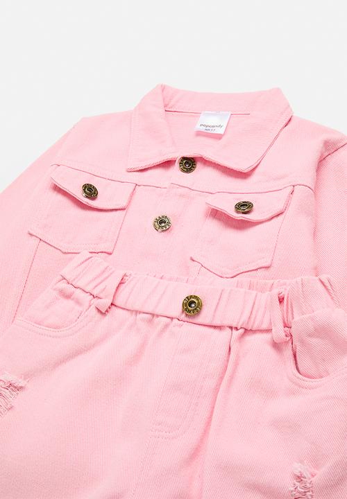 Pop Candy - Trucker jacket and pants set - pink