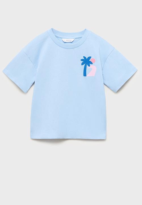 MANGO - T-Shirt Myfriend - Light Pastel Blue