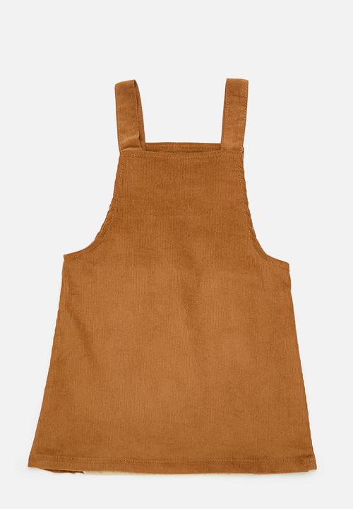 Pop Candy - Bear applique pinafore - brown