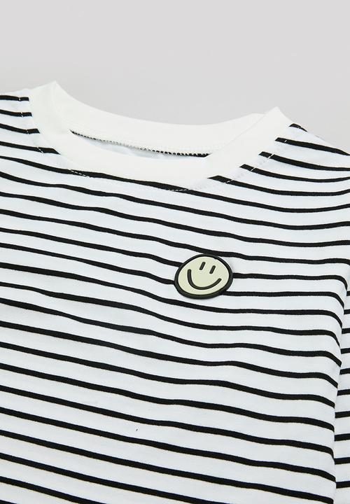 Pop Candy - Stripe tee - white & black