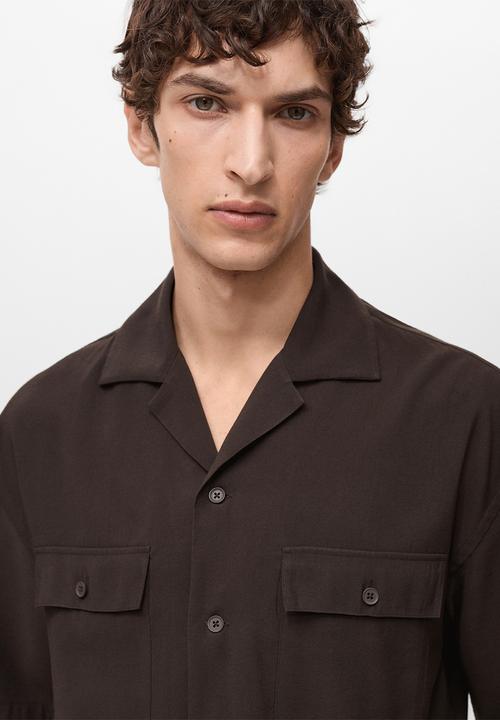 MANGO - Shirt MALAGA1 - Dark Brown