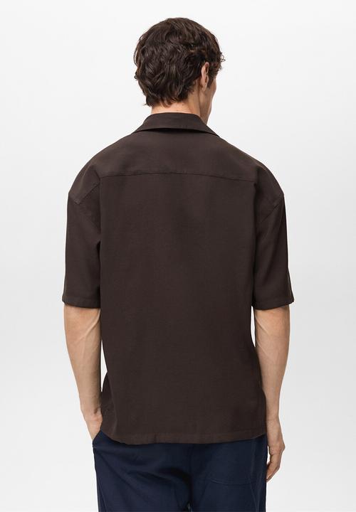 MANGO - Shirt MALAGA1 - Dark Brown