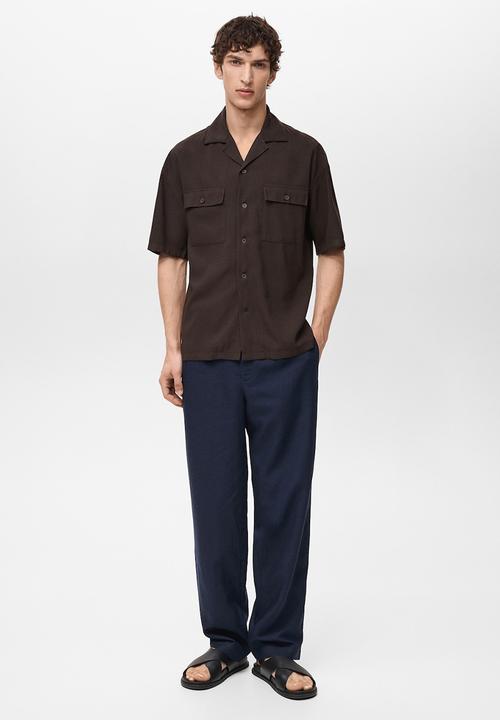 MANGO - Shirt MALAGA1 - Dark Brown