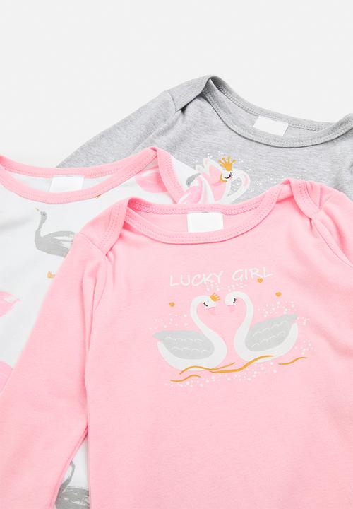 Pop Candy - 3 pc romper set - pink/multi/grey